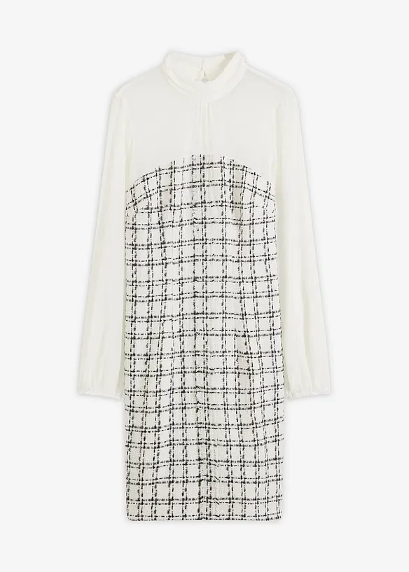 Miniabito in bouclé con maniche di chiffon, bonprix