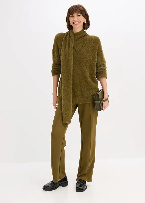 Maglione oversize con sciarpa, bonprix