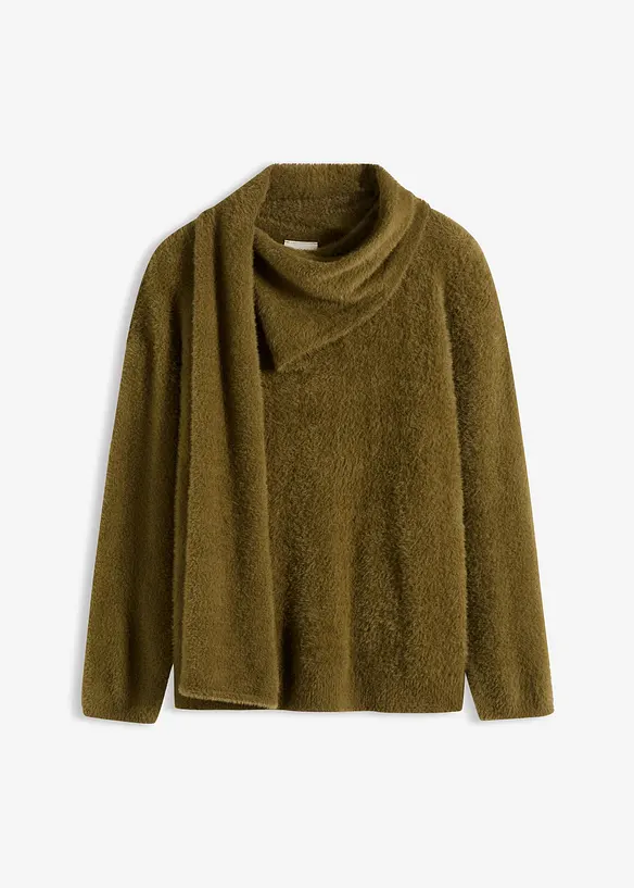 Maglione oversize con sciarpa, bonprix