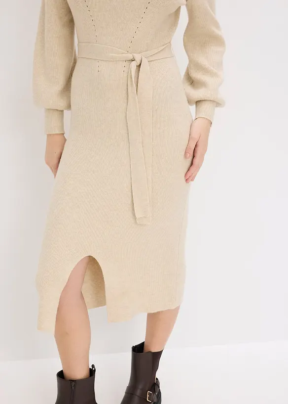 Abito in maglia a coste di misto viscosa fluente, bonprix