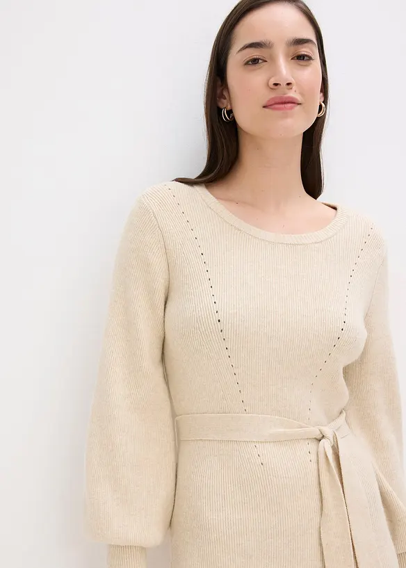 Abito in maglia a coste di misto viscosa fluente, bonprix