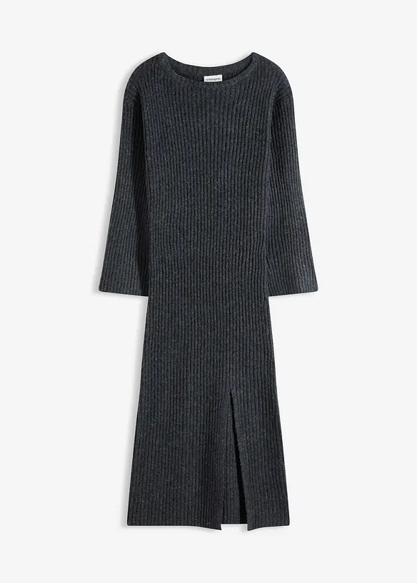 Abito in maglia con spacco, bonprix