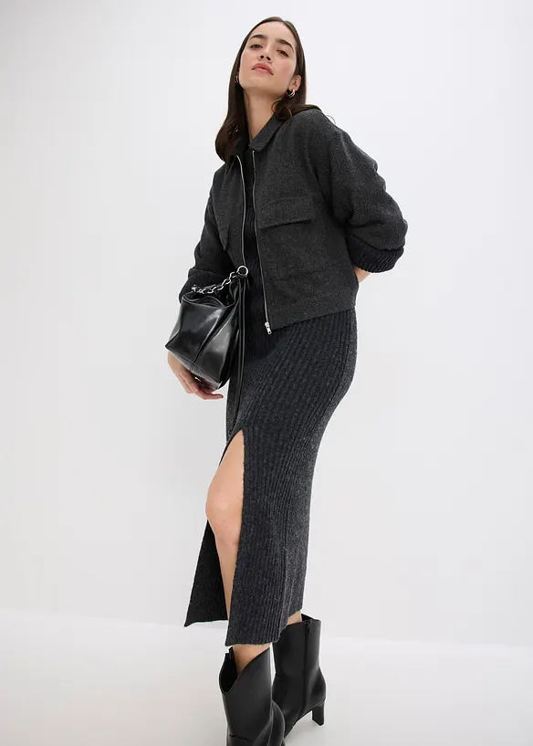 Abito in maglia con spacco, bonprix