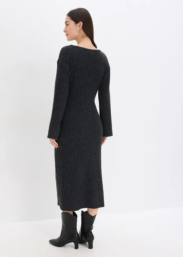Abito in maglia con spacco, bonprix