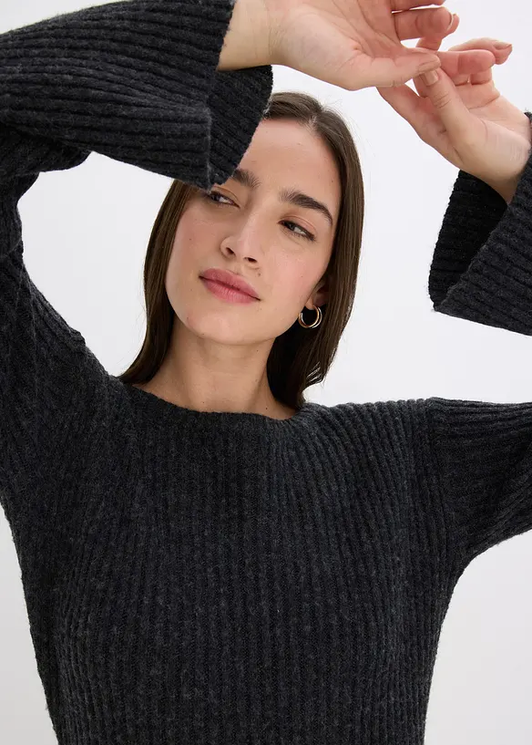 Abito in maglia con spacco, bonprix