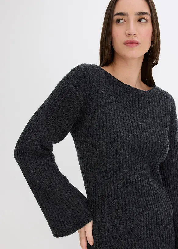 Abito in maglia con spacco, bonprix