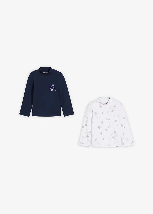 Maglia a maniche lunghe in misto cotone biologico elasticizzato (pacco da 2), bonprix