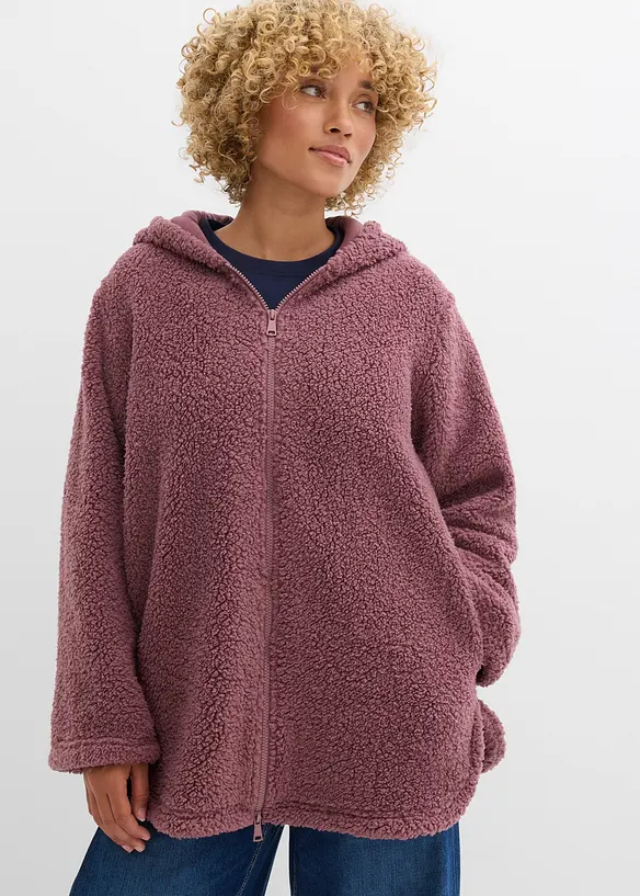 Giacca in pile teddy con spacchi laterali, bonprix