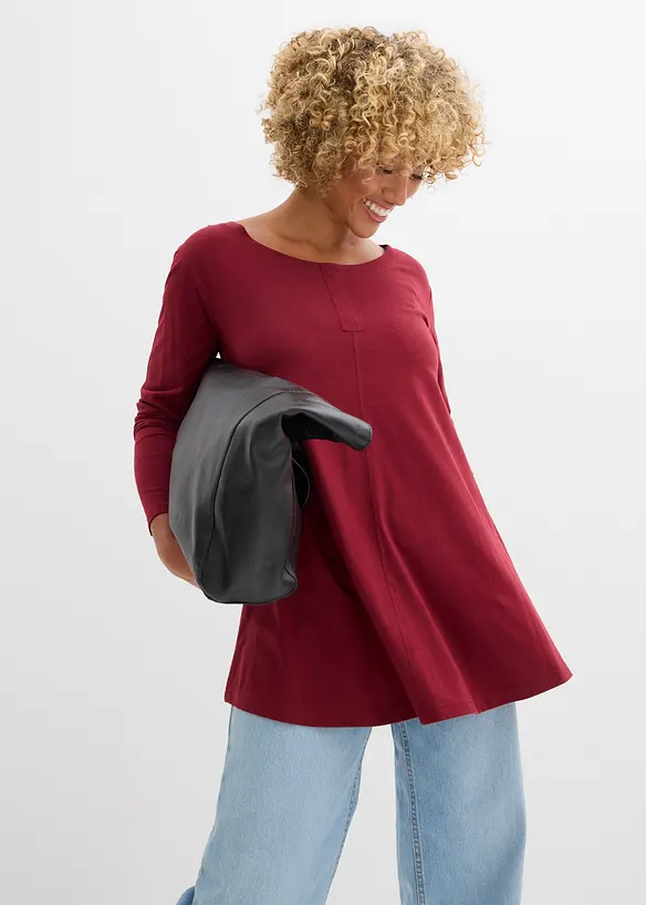 Maglia a maniche lunghe in misto cotone e viscosa, bonprix