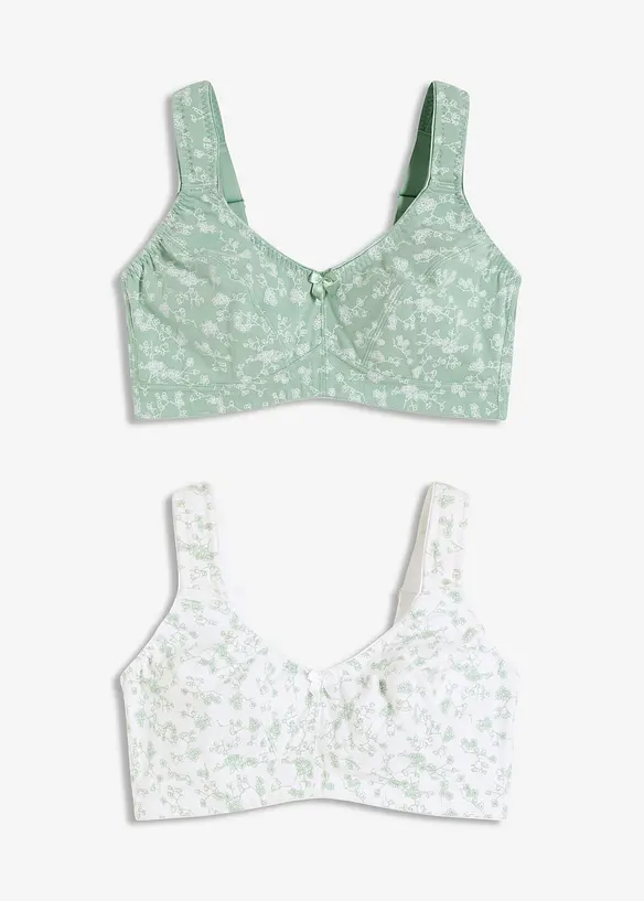 Reggiseno senza ferretto con cotone biologico morbido (pacco da 2), bonprix
