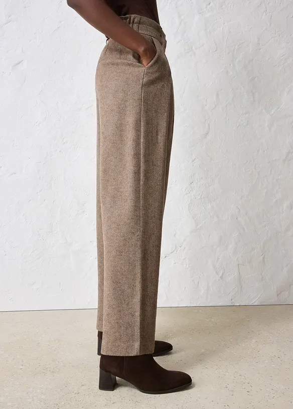 Pantaloni con pinces larghi in misto lana, bonprix