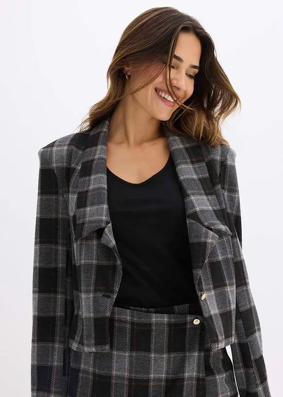 Blazer corto con bottone gioiello, bonprix