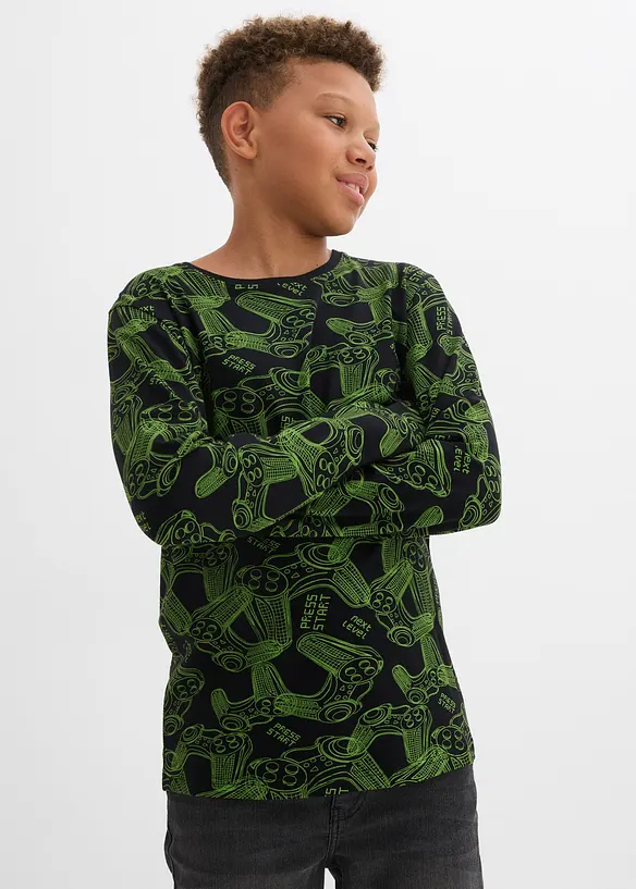 Maglia a maniche lunghe con cotone biologico morbido (pacco da 3), bonprix