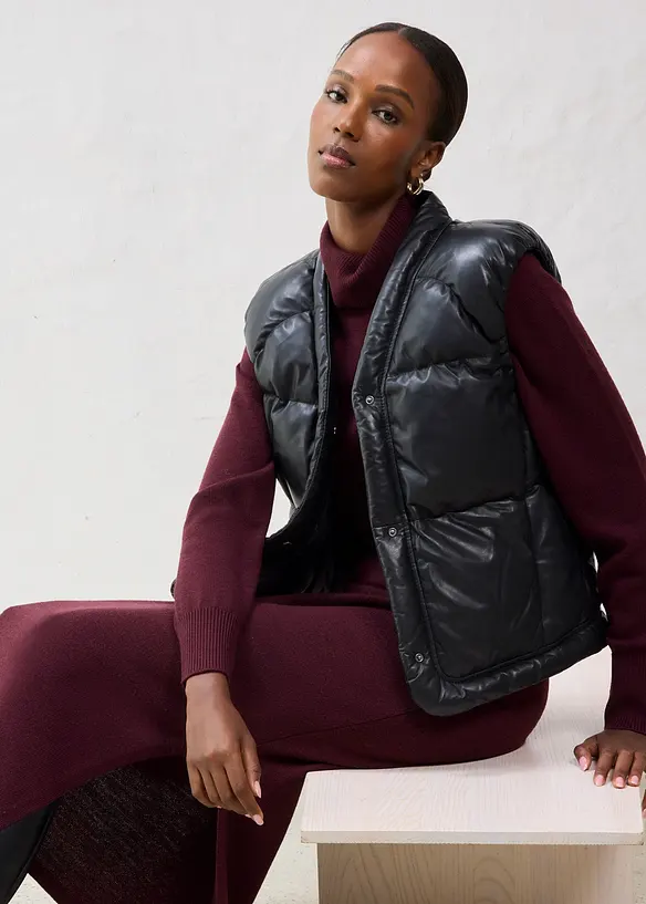 Gilet trapuntato in nappa d'agnello, bonprix