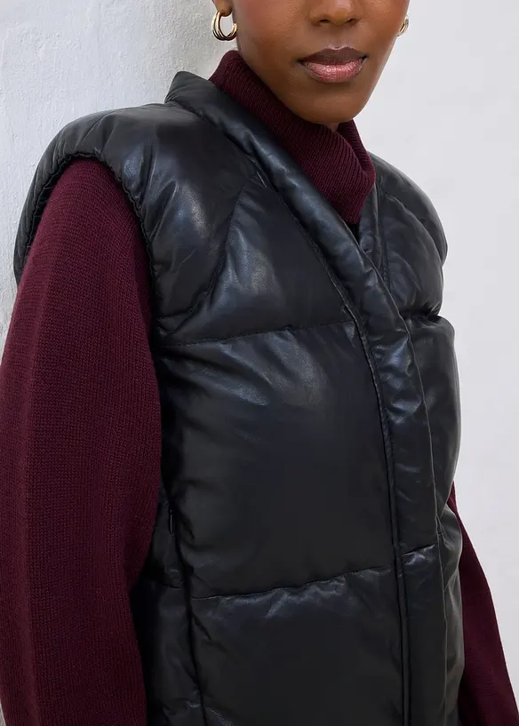 Gilet trapuntato in nappa d'agnello, bonprix