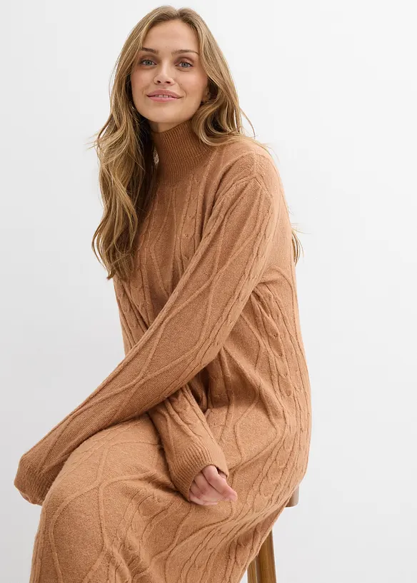 Abito in maglia a trecce, bonprix