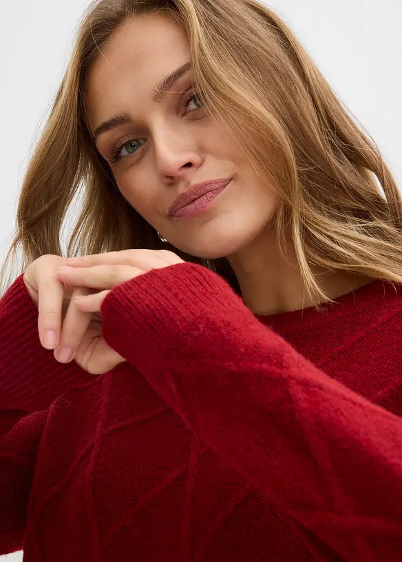 Maglione oversize con motivo a rombi, bonprix