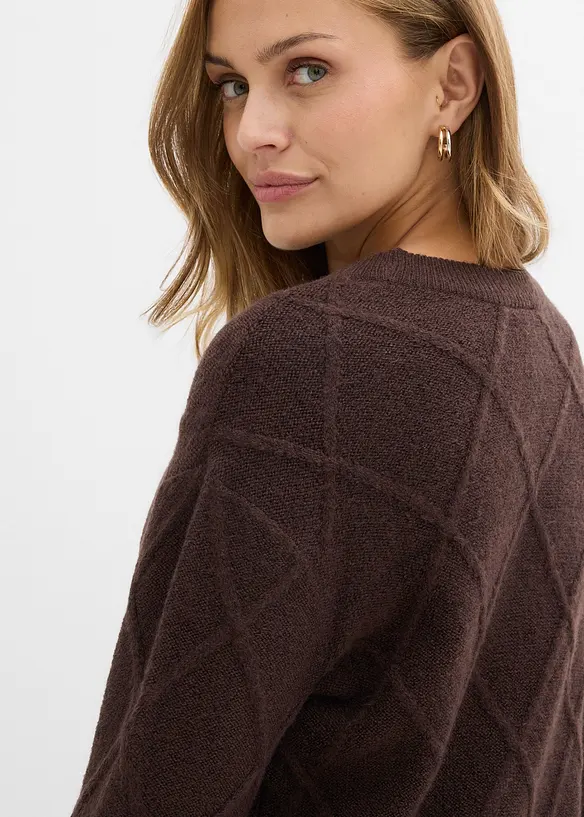 Maglione oversize con motivo a rombi, bonprix