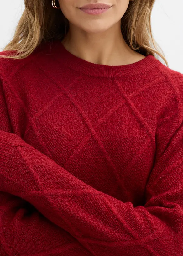 Maglione oversize con motivo a rombi, bonprix