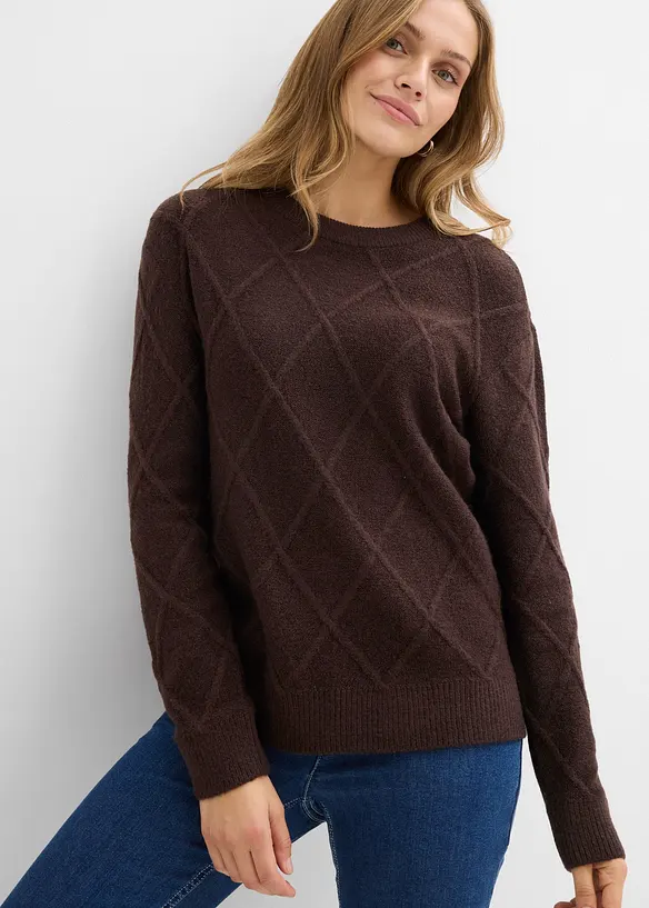 Maglione oversize con motivo a rombi, bonprix