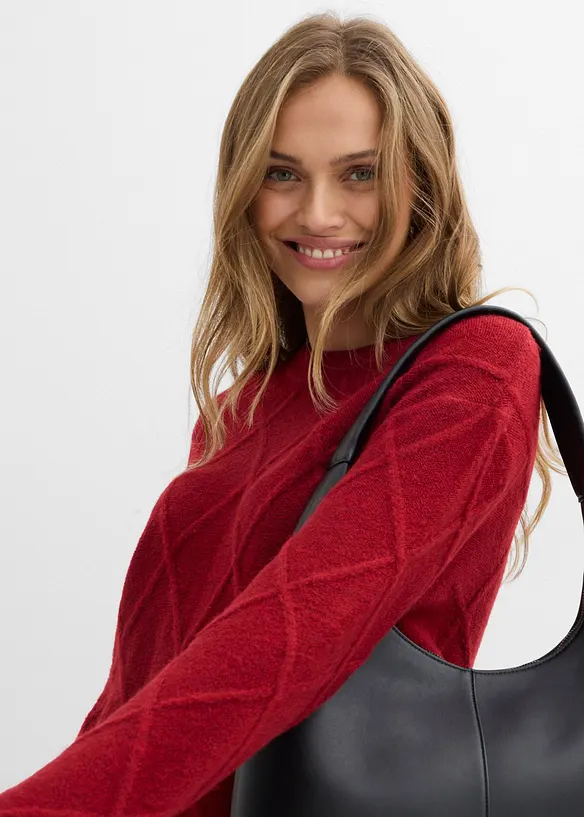 Maglione oversize con motivo a rombi, bonprix