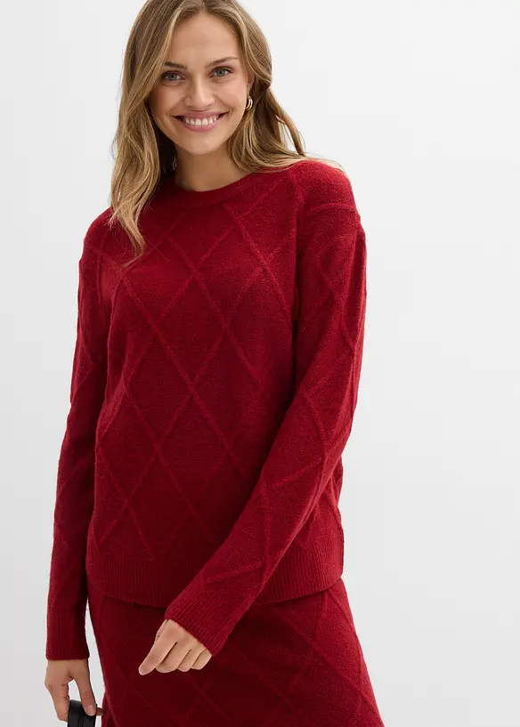 Maglione oversize con motivo a rombi, bonprix
