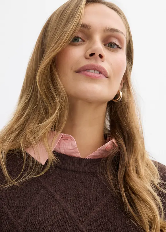 Maglione oversize con motivo a rombi, bonprix