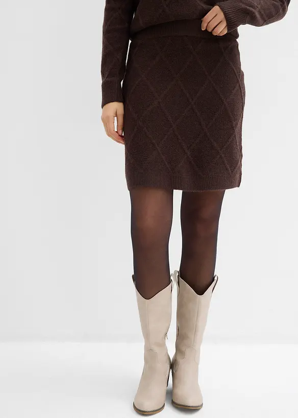 Gonna di maglia con motivo a rombi, bonprix