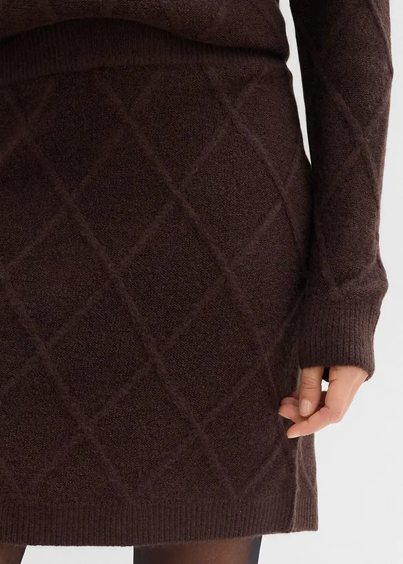 Gonna di maglia con motivo a rombi, bonprix