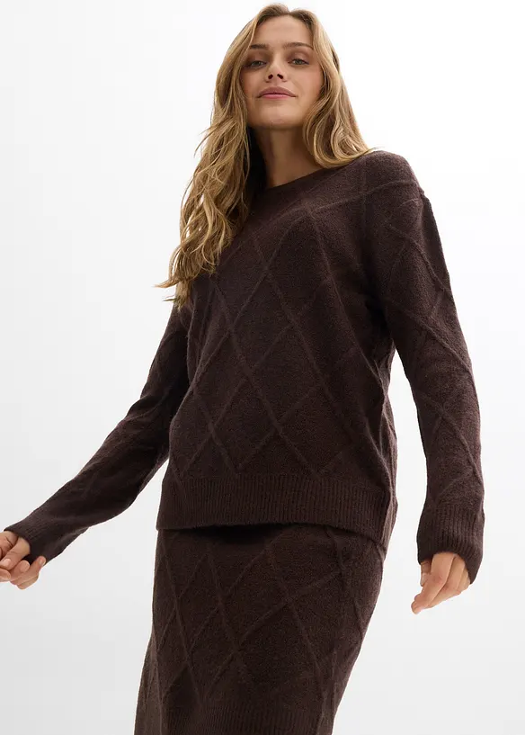 Gonna di maglia con motivo a rombi, bonprix