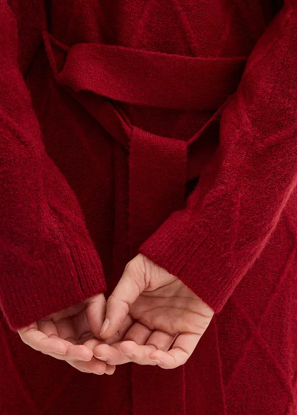 Maxi cardigan in maglia con motivo a rombi, bonprix