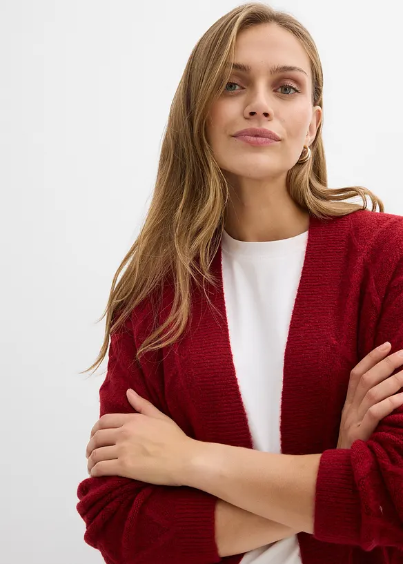 Maxi cardigan in maglia con motivo a rombi, bonprix