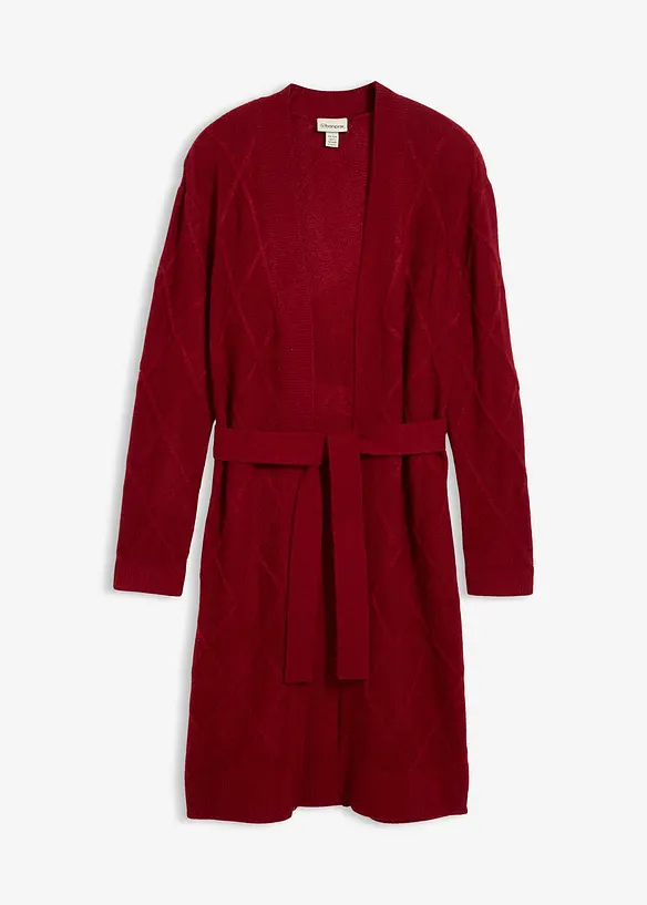 Maxi cardigan in maglia con motivo a rombi, bonprix