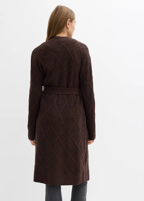 Maxi cardigan in maglia con motivo a rombi, bonprix