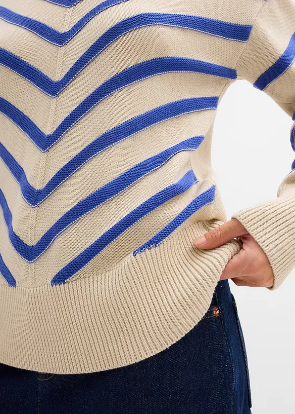 Maglione con motivo a righe strutturato, bonprix
