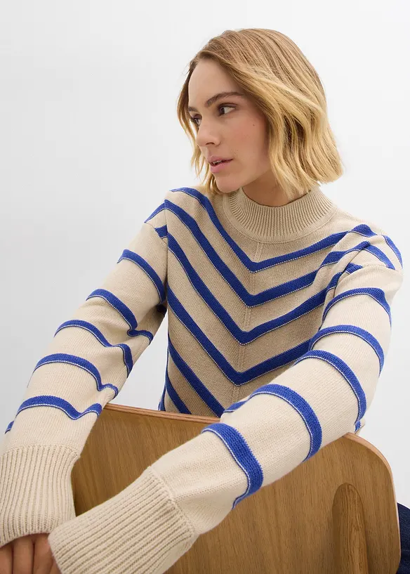 Maglione con motivo a righe strutturato, bonprix