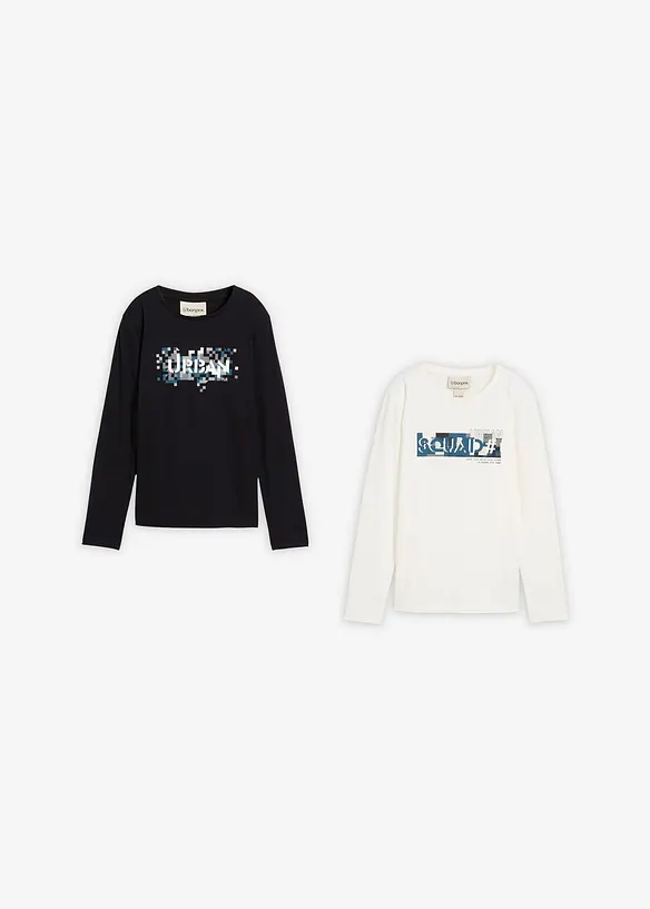 Maglia a maniche lunghe in puro cotone (pacco da 2), bonprix