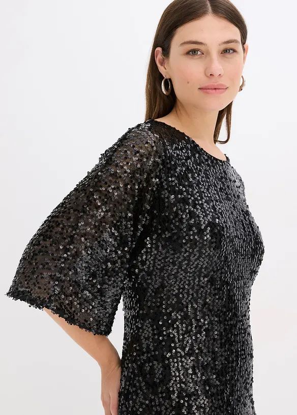 Abito oversize in paillettes, bonprix