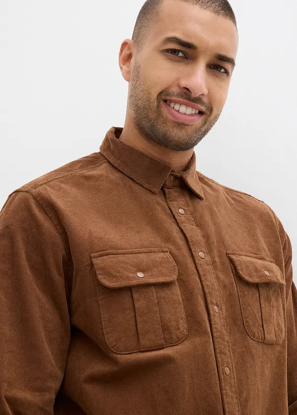 Camicia di velluto a coste elasticizzato con cotone, bonprix