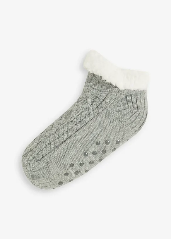 Calze da casa con motivo a trecce, fodera teddy e soletta antiscivolo, bonprix