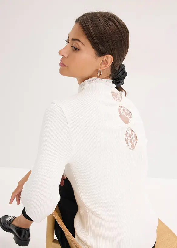 Maglione a coste in misto viscosa fluente, bonprix