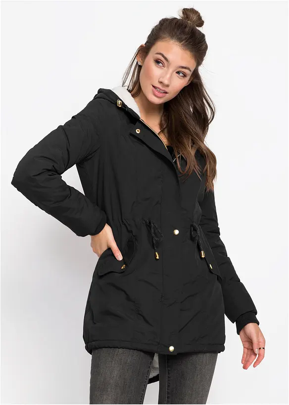 Parka con pile teddy, bonprix