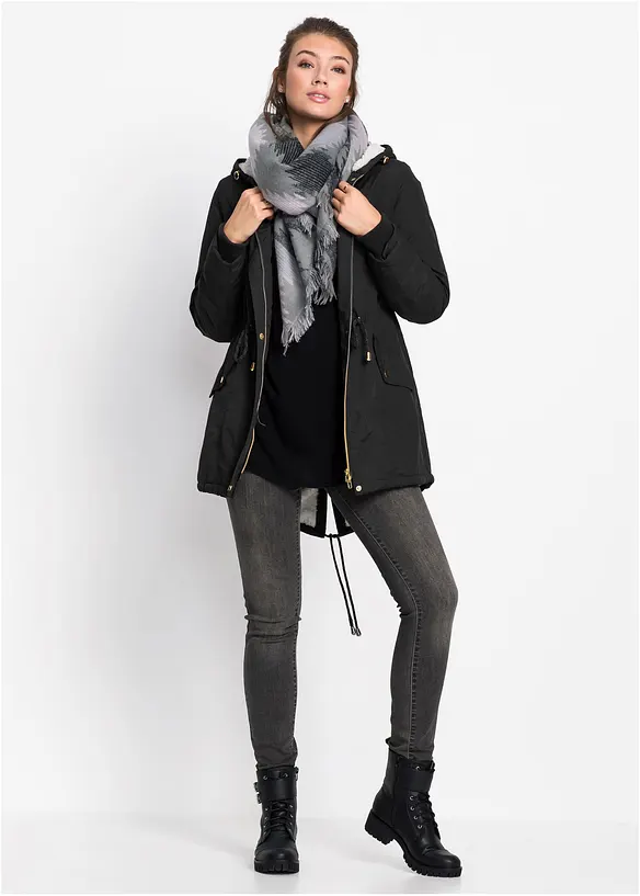 Parka con pile teddy, bonprix