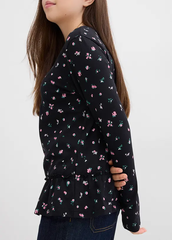 Maglia a maniche lunghe in misto cotone biologico elasticizzato, bonprix