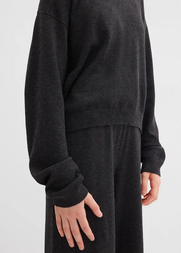 Maglione in filato fine e pantaloni in maglia di morbida viscosa (set 2 pezzi), bonprix