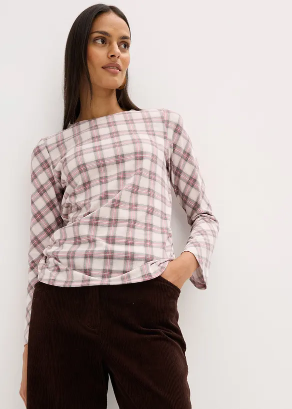 Maglia A Maniche Lunghe Cecil Con Taglio Sulle Spalle | Girocollo Con Arricciatura | Top Donna Elegante E Casual