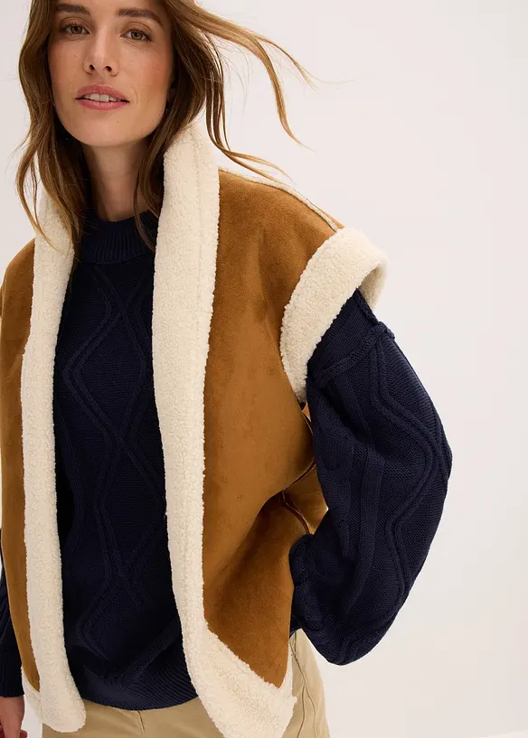 Maglione oversize con lavorazione a trecce, bonprix