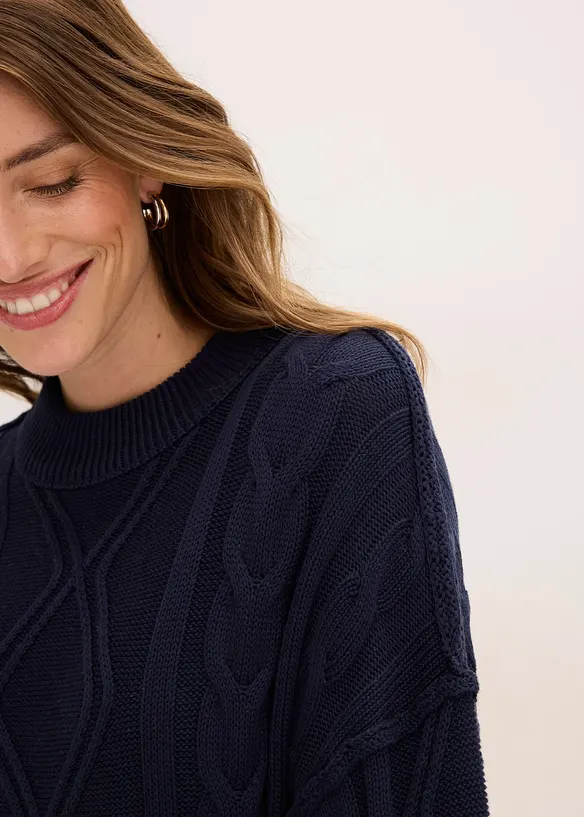 Maglione oversize con lavorazione a trecce, bonprix