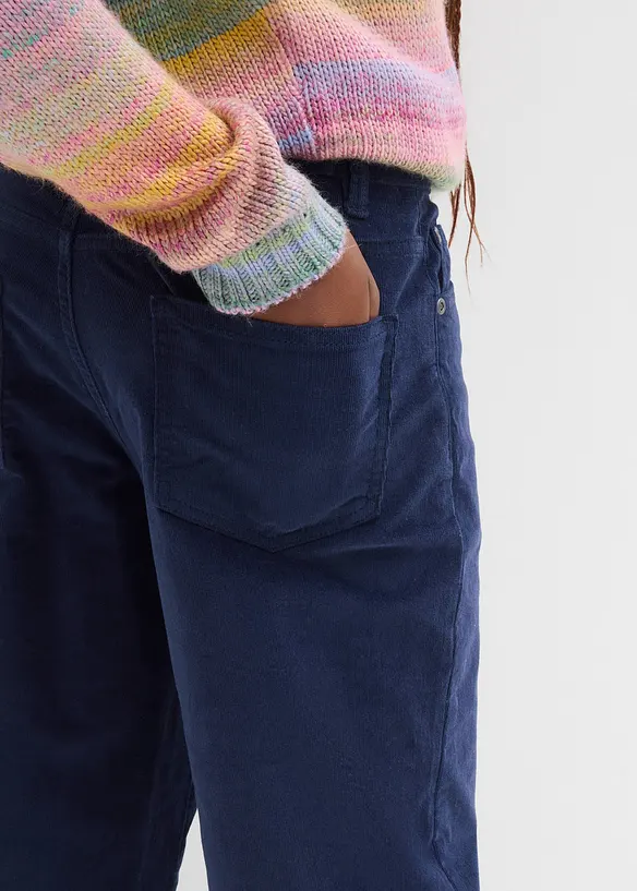 Pantaloni in morbido velluto a coste di cotone biologico elasticizzato riciclabile, bonprix