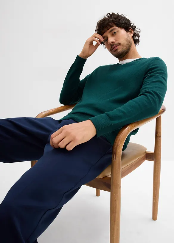 Maglione in filato fine con lana merino, bonprix
